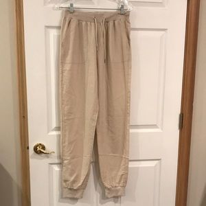MISSLOOK cream linen joggers medium